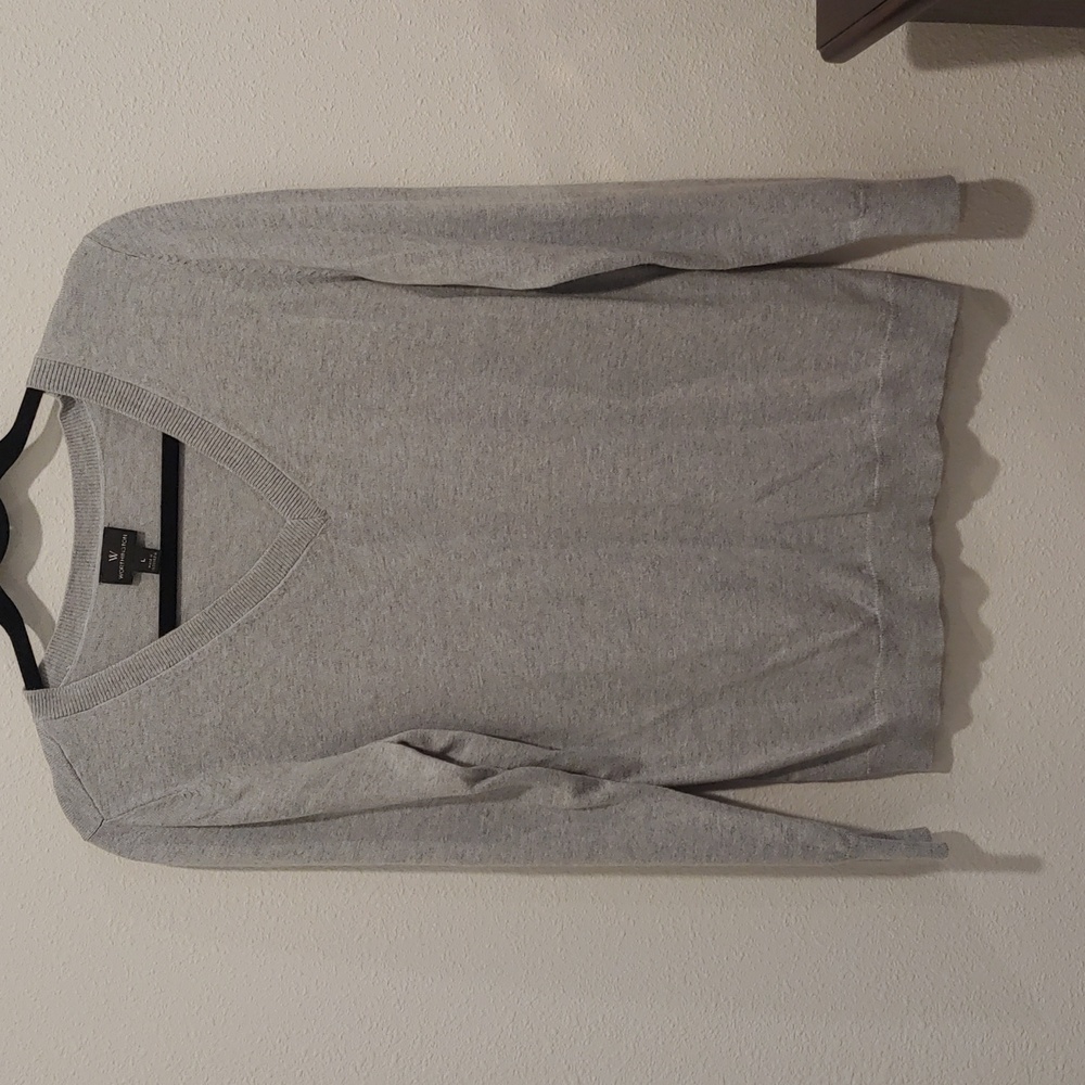 Worthington Brand V Neck Sweater Grey Size Large